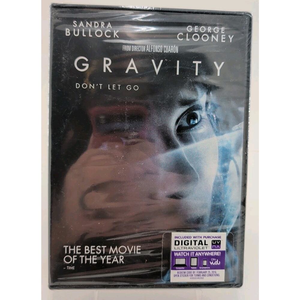 GRAVITY-GEORGE CLOONEY & SANDRA BULLOCK in space disaster, she's alone--DVD